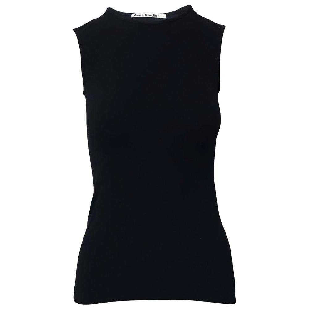Acne Studios Black Edina Crew Neck Sleeveless Top | Size M | Designer Basic